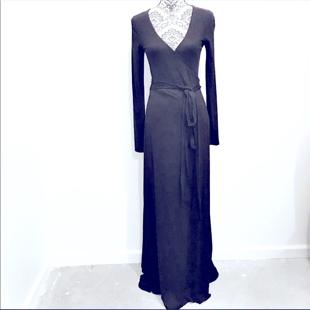 Urban Outfitters Timeless Black Maxi Wrap Dress